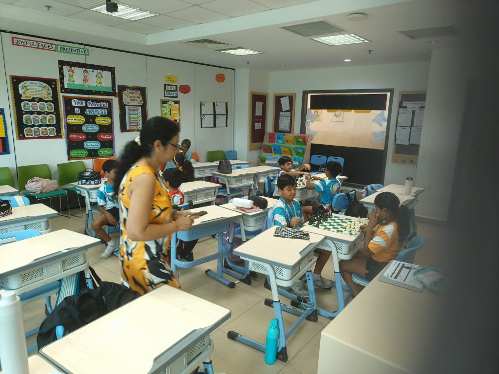 Students engaged in strategic chess classroom training session